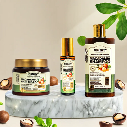 Soin hydratant shampoing Nature + Masque Nature macadamia + sérum 300 ml